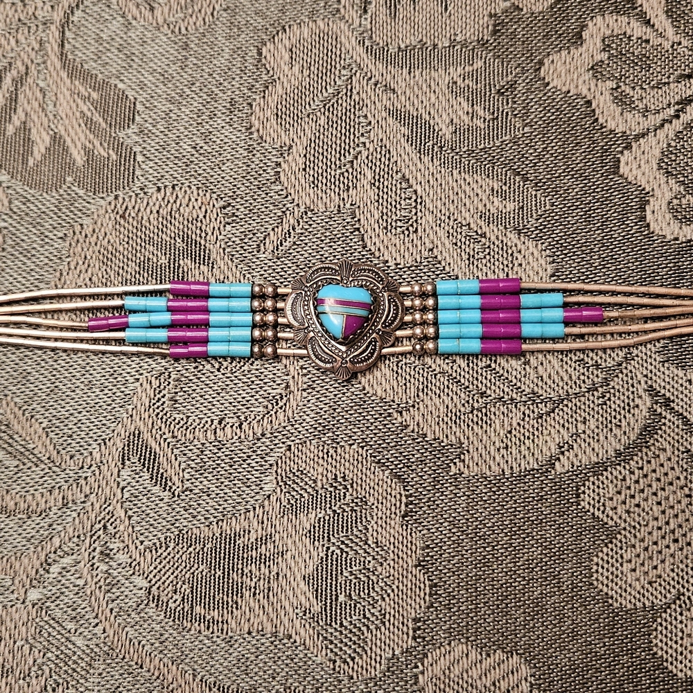 Turquoise and Purple Beaded Bracelet